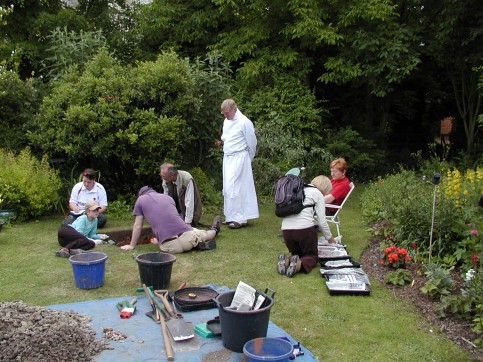 The pit in the vicarage garden adjacent to the motte and bailey had to dig through layers of modern builders rubble.