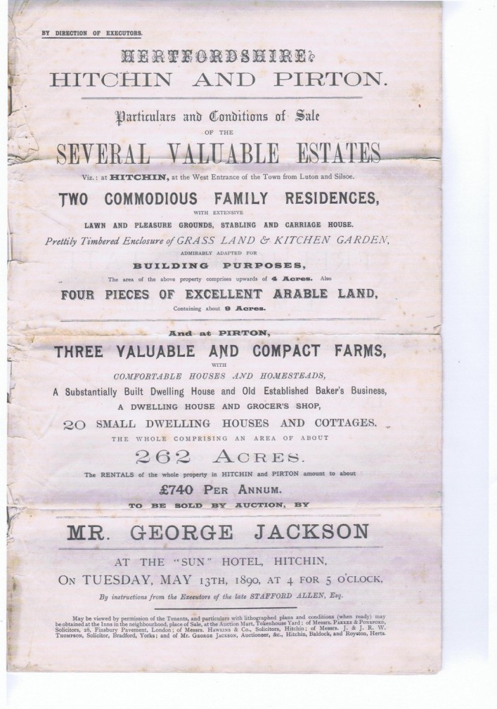 Stafford Allen died and all his in Pirton was auctioned