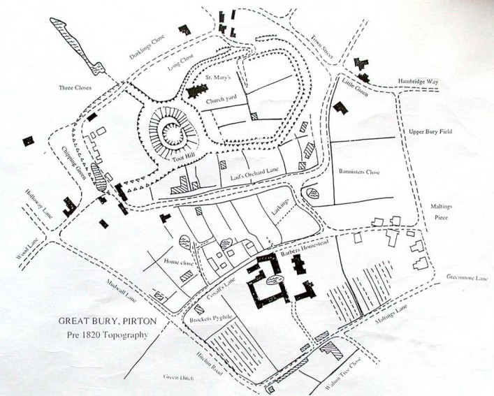 Great Bury Pirton - Pre 1820 Topography.